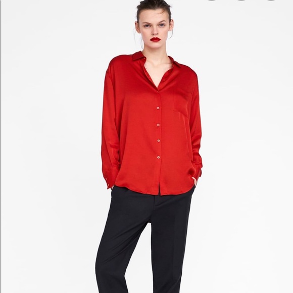 zara red shirt